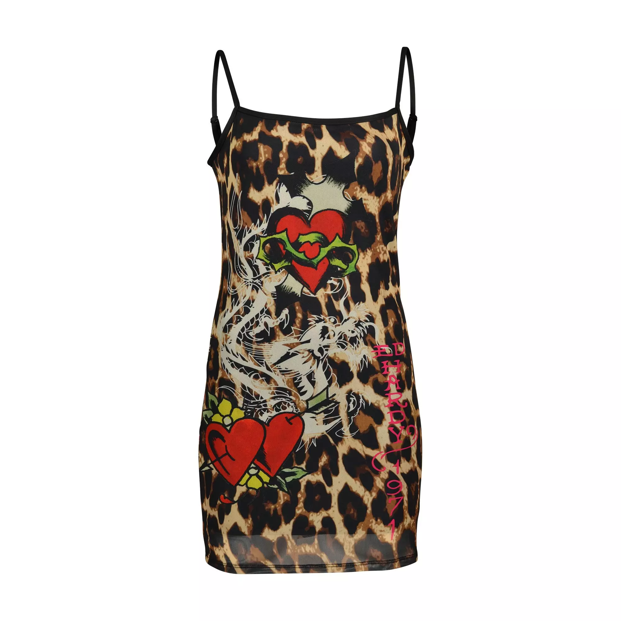 Ed Hardy Women's Hearts Mesh Dress - Leopard | Hibbett